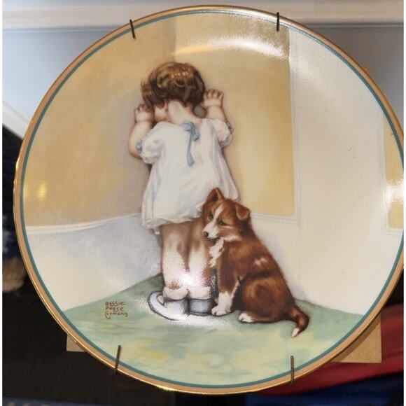Bessie Pease Gutmann “In Disgrace” Plate Hamilton Collection 1985 Child Dog - Picture 1 of 4